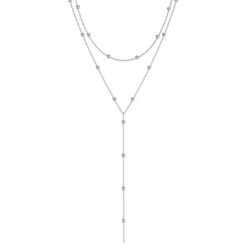Collar Doble Capa Dorado con Cadena y Borlas