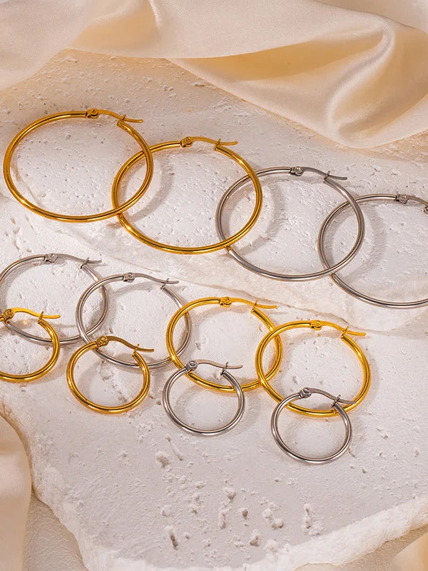Pendientes de Aro Lisos de Acero Inoxidable