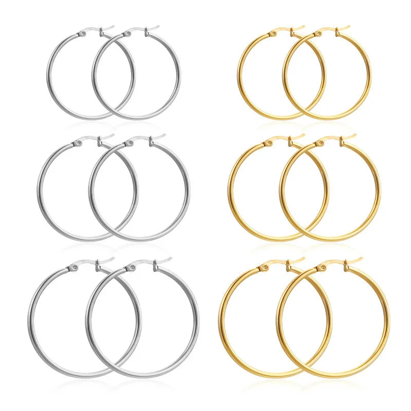 Pendientes de Aro Lisos de Acero Inoxidable